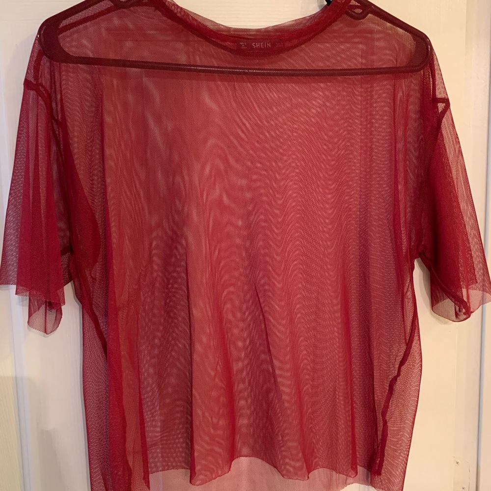 Red mesh shirt